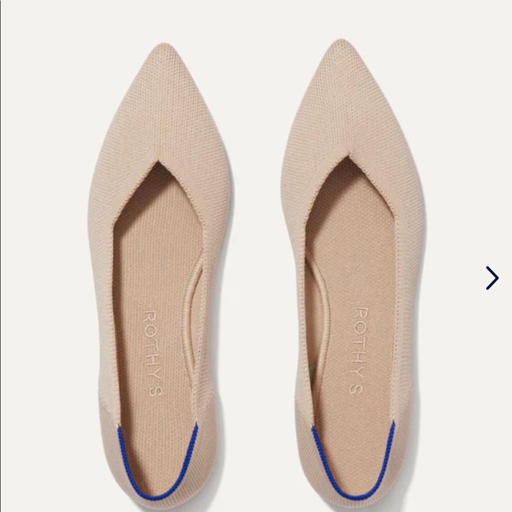 Rothy’s “The Point” shoes, size 8.5, Ecru (color)